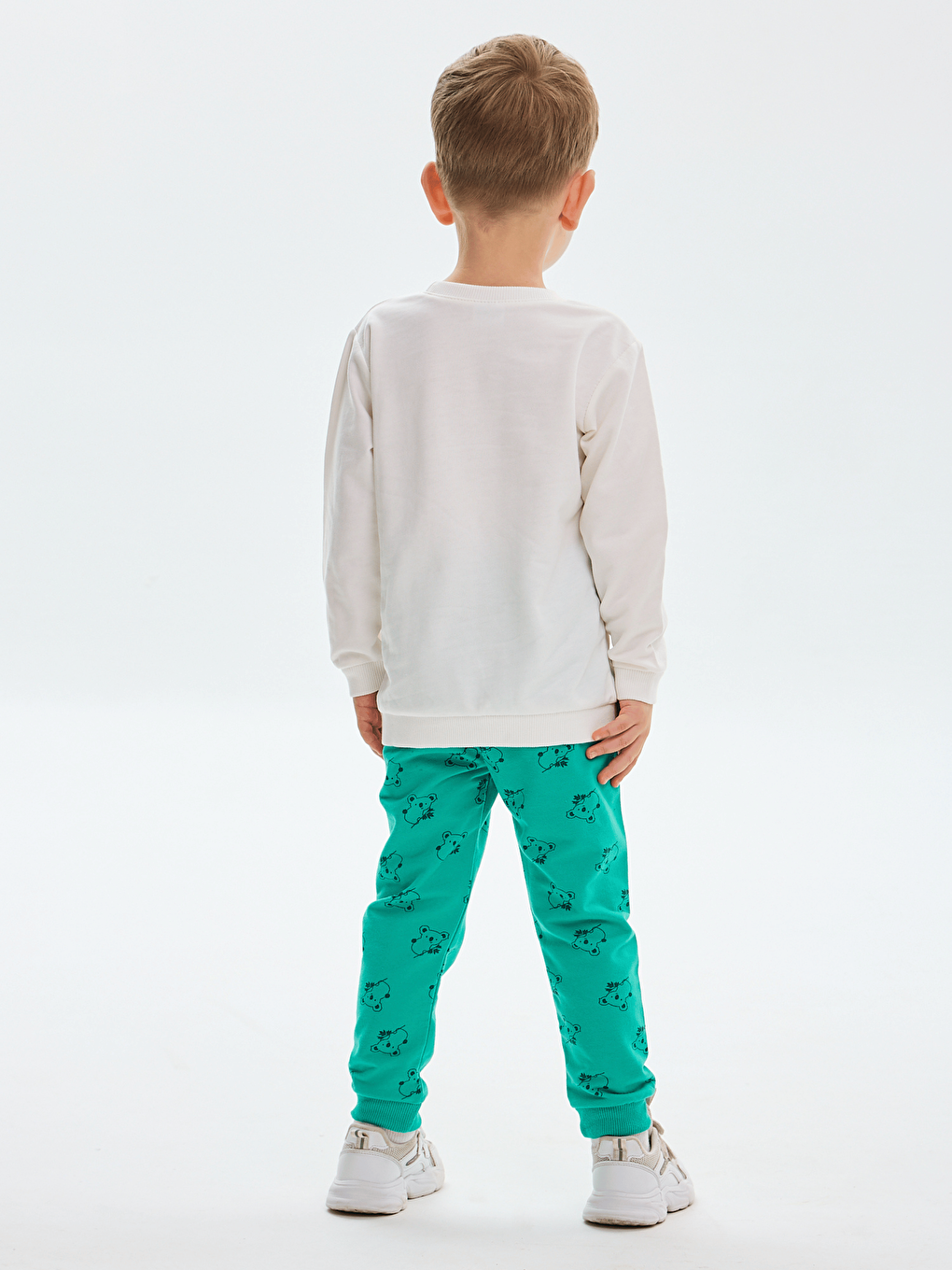 Yeşil Bisiklet Yaka Baskılı Erkek Bebek Sweatshirt ve Eşofman Alt 2'li Takım-7