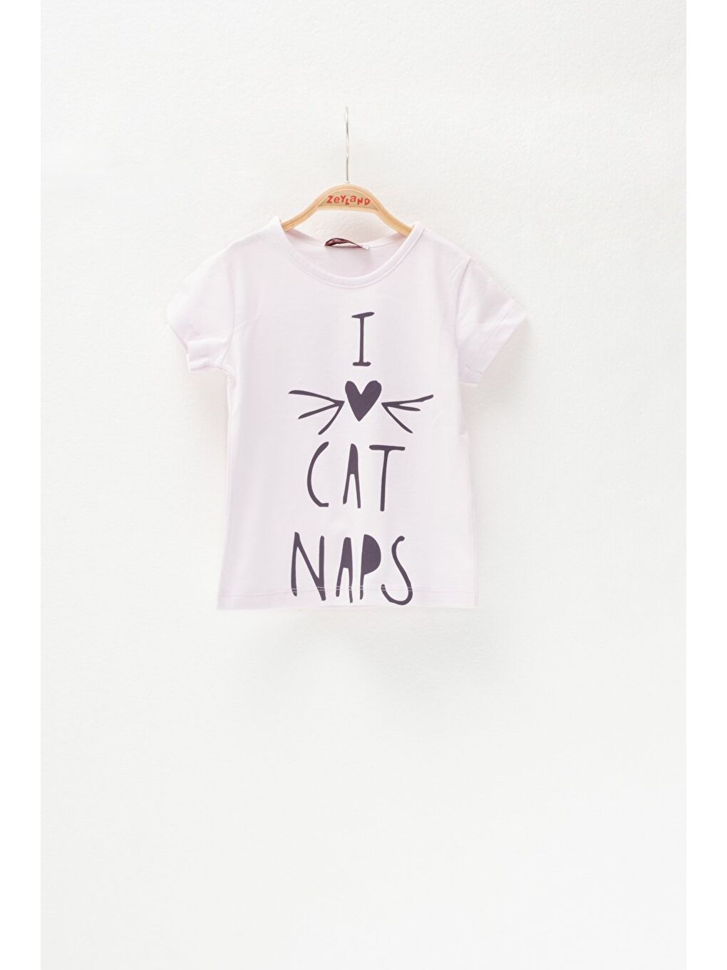 ZEYLAND Kız Bebek Pembe Love Cats Naps T-Shirt (2-7yaş)