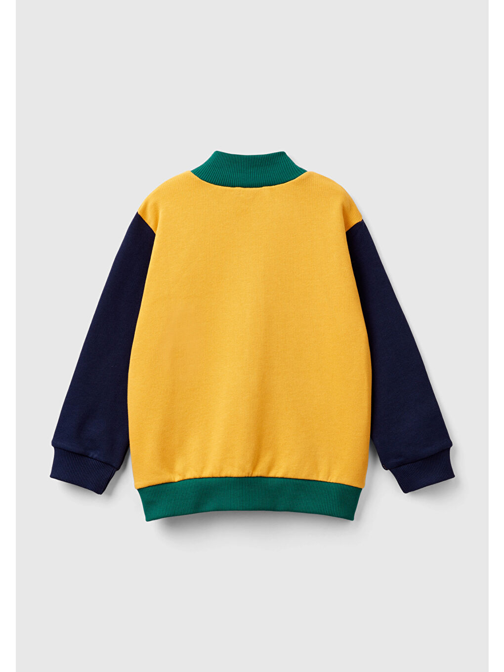 United Colors Of Benetton Erkek Çocuk Sarı Mix Logo Baskılı Cepli Fermuarlı Dik Yaka Sweatshirt - 1