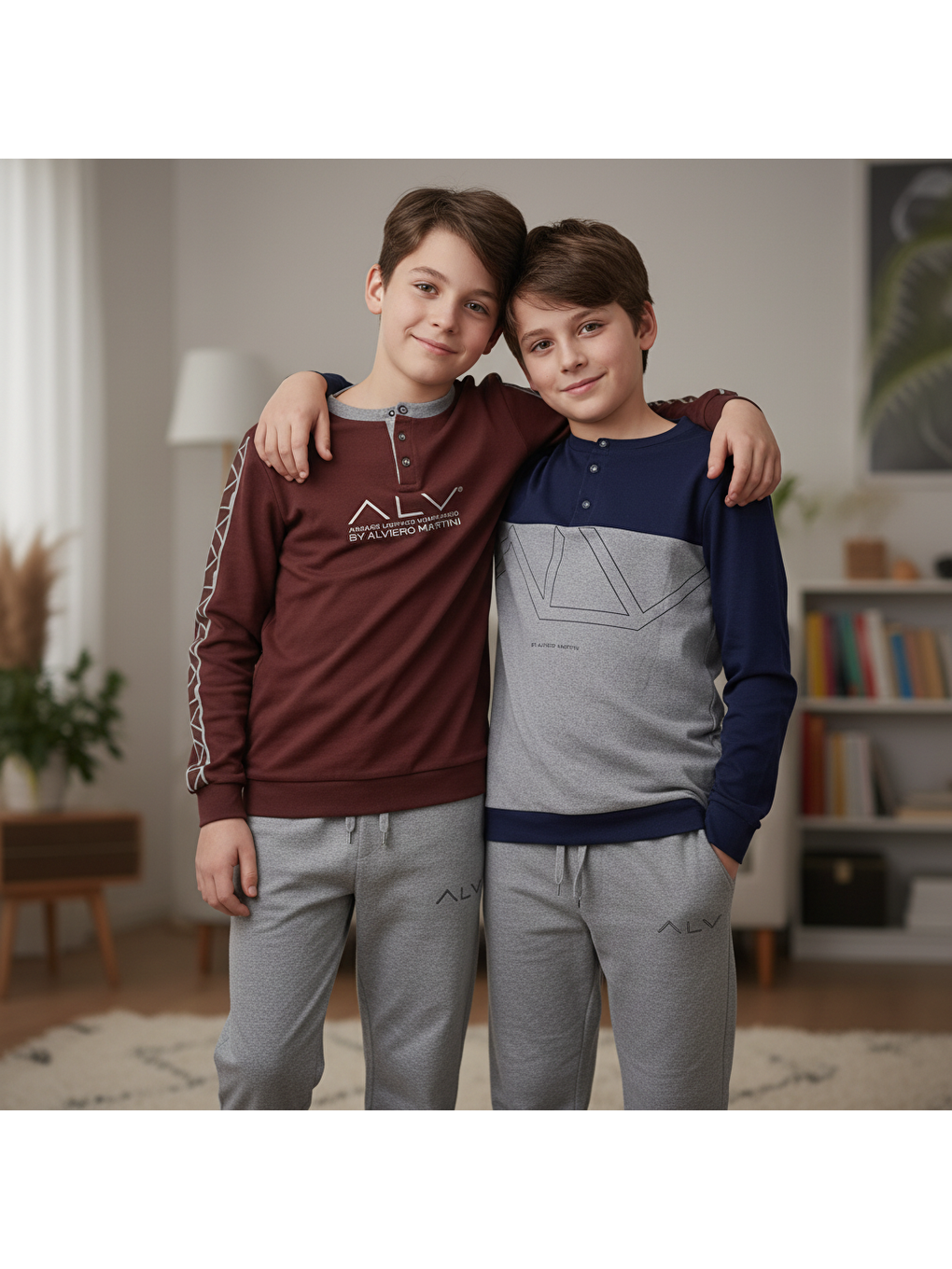 Karışık Genç Erkek Pamuklu 2 Adet 2'Li Pijama Takımı Al008 V1, Al003 V1 Bb2463-1