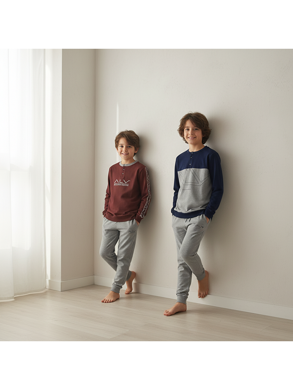 Karışık Genç Erkek Pamuklu 2 Adet 2'Li Pijama Takımı Al008 V1, Al003 V1 Bb2463-2