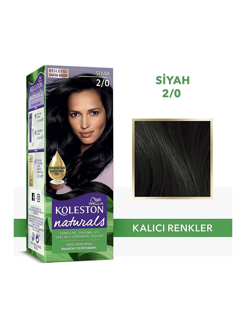 Wella Siyah Koleston Naturals Saç Boyası 2/0 Siyah