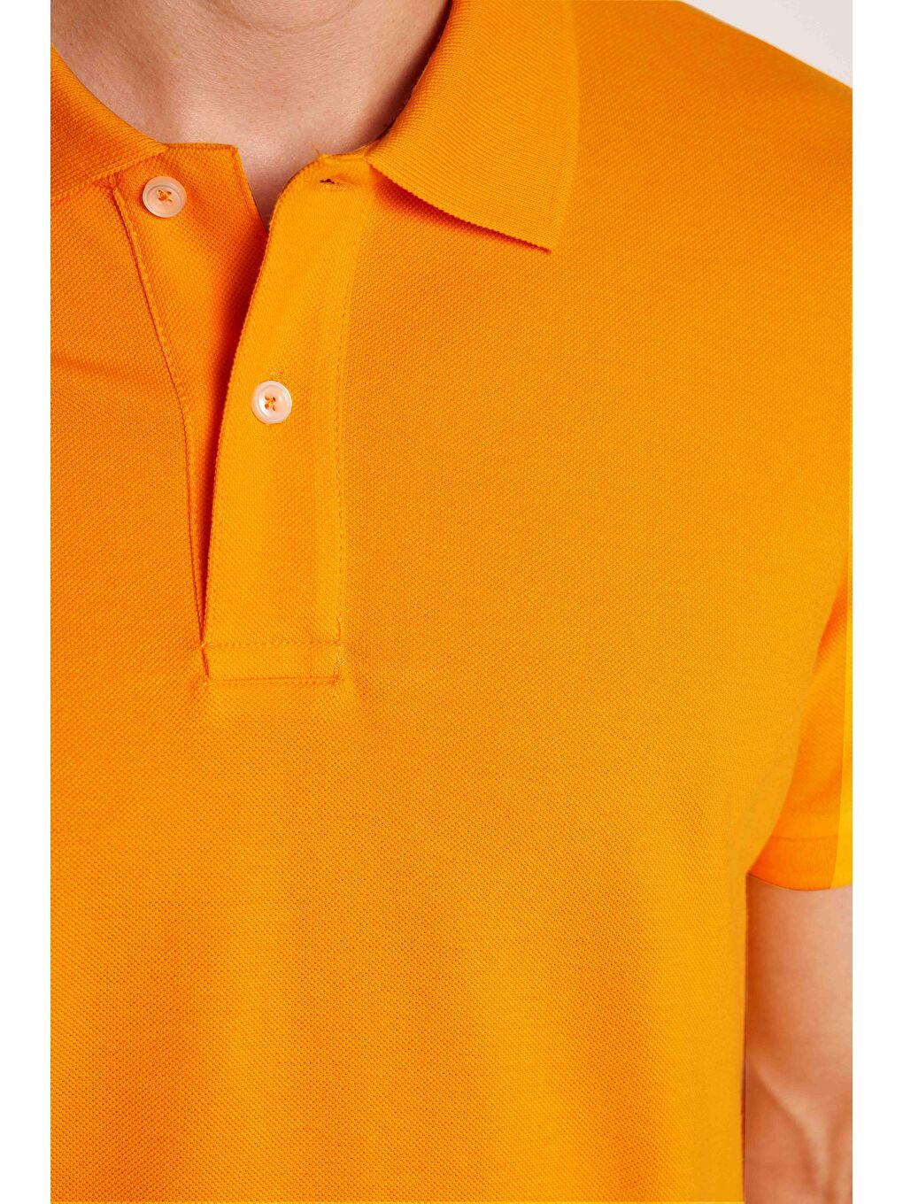 Erkek Slim Fit Dar Kesim %100 Pamuk Turuncu Polo Yaka Tişört-2