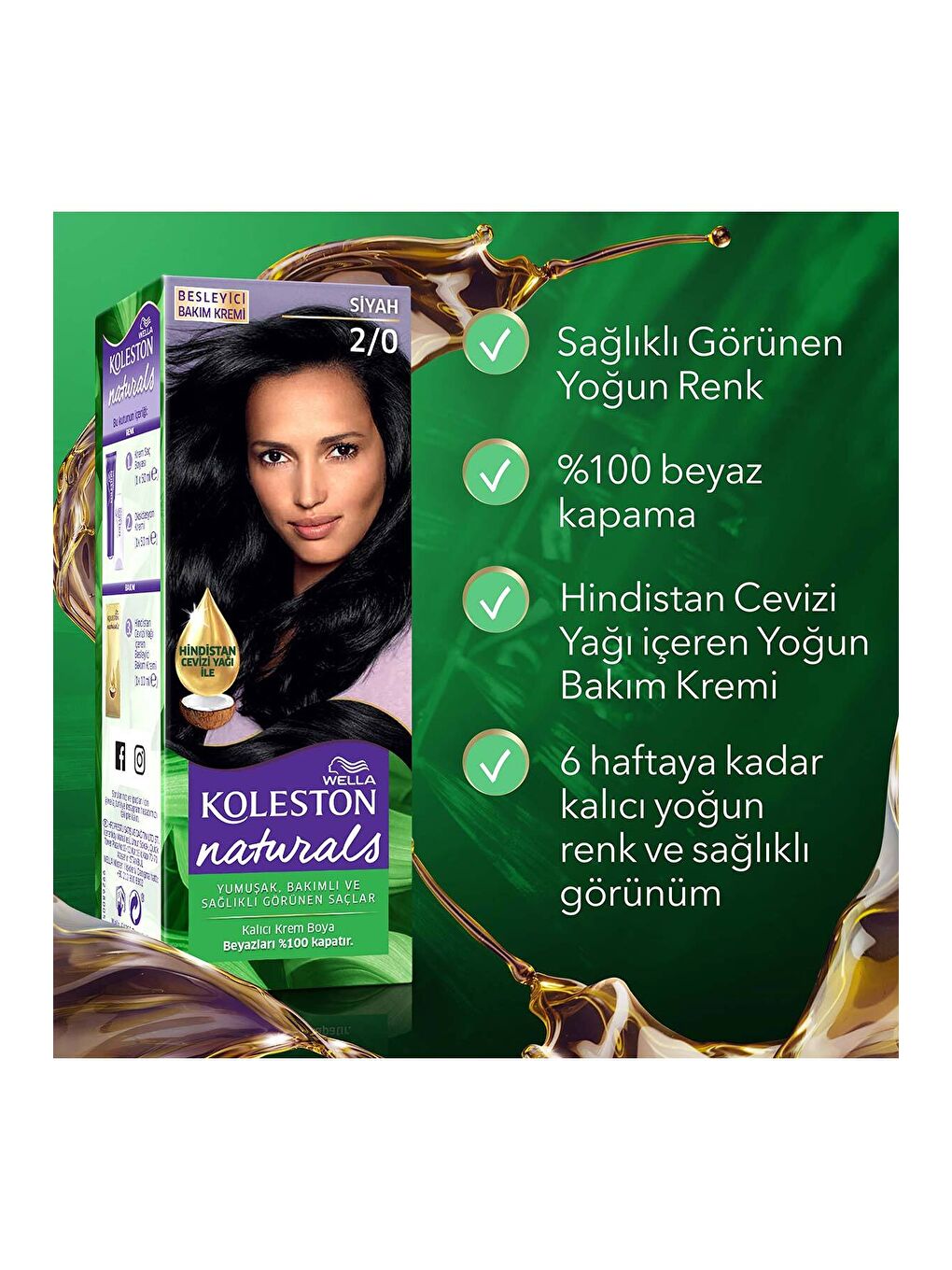 Wella Siyah Koleston Naturals Saç Boyası 2/0 Siyah - 6