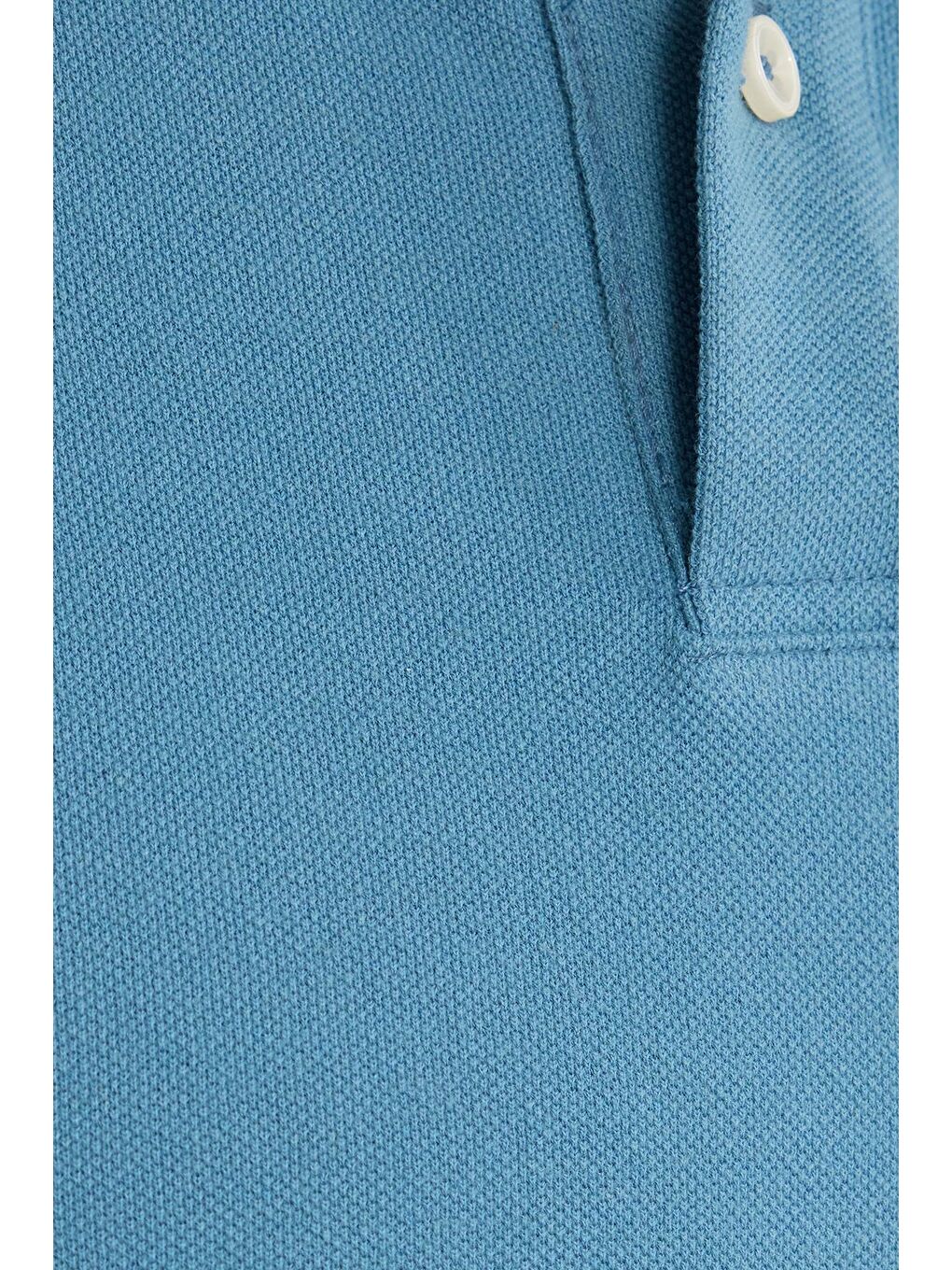 Erkek Slim Fit Dar Kesim Pamuklu Yumuşak Dokulu Serin Tutan Kumaş Düz Pike Mavi Polo Yaka Tişört-5