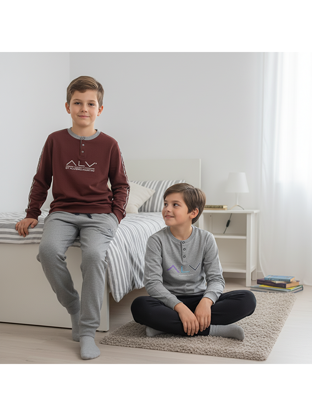 Karışık Genç Erkek Pamuklu 2 Adet 2'Li Pijama Takımı Al009 V1, Al003 V1 Bb2462-2