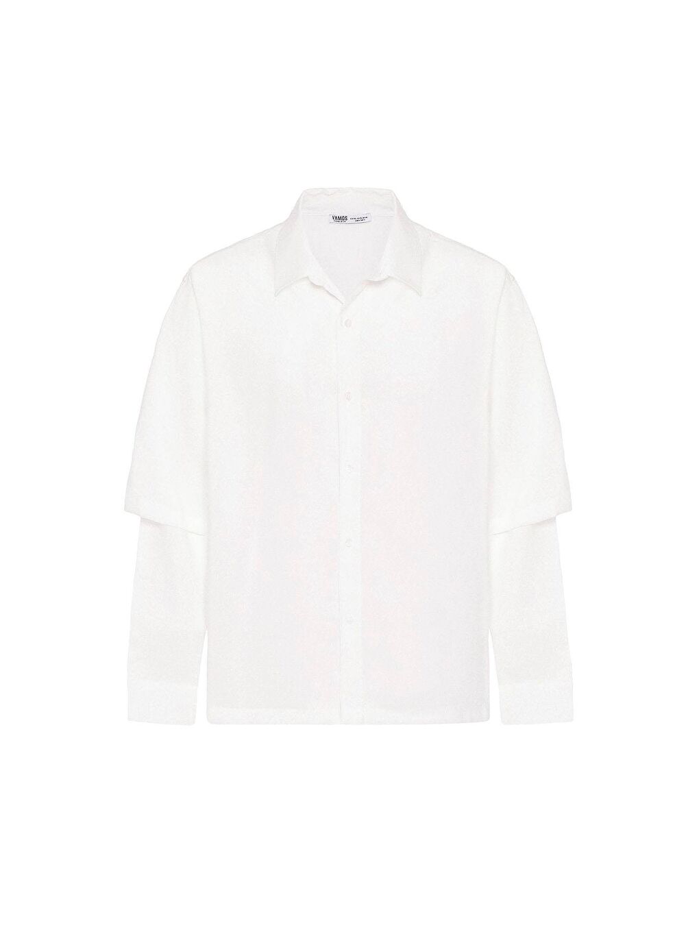 Çift Kol Detaylı Oversize Gömlek Beyaz-1