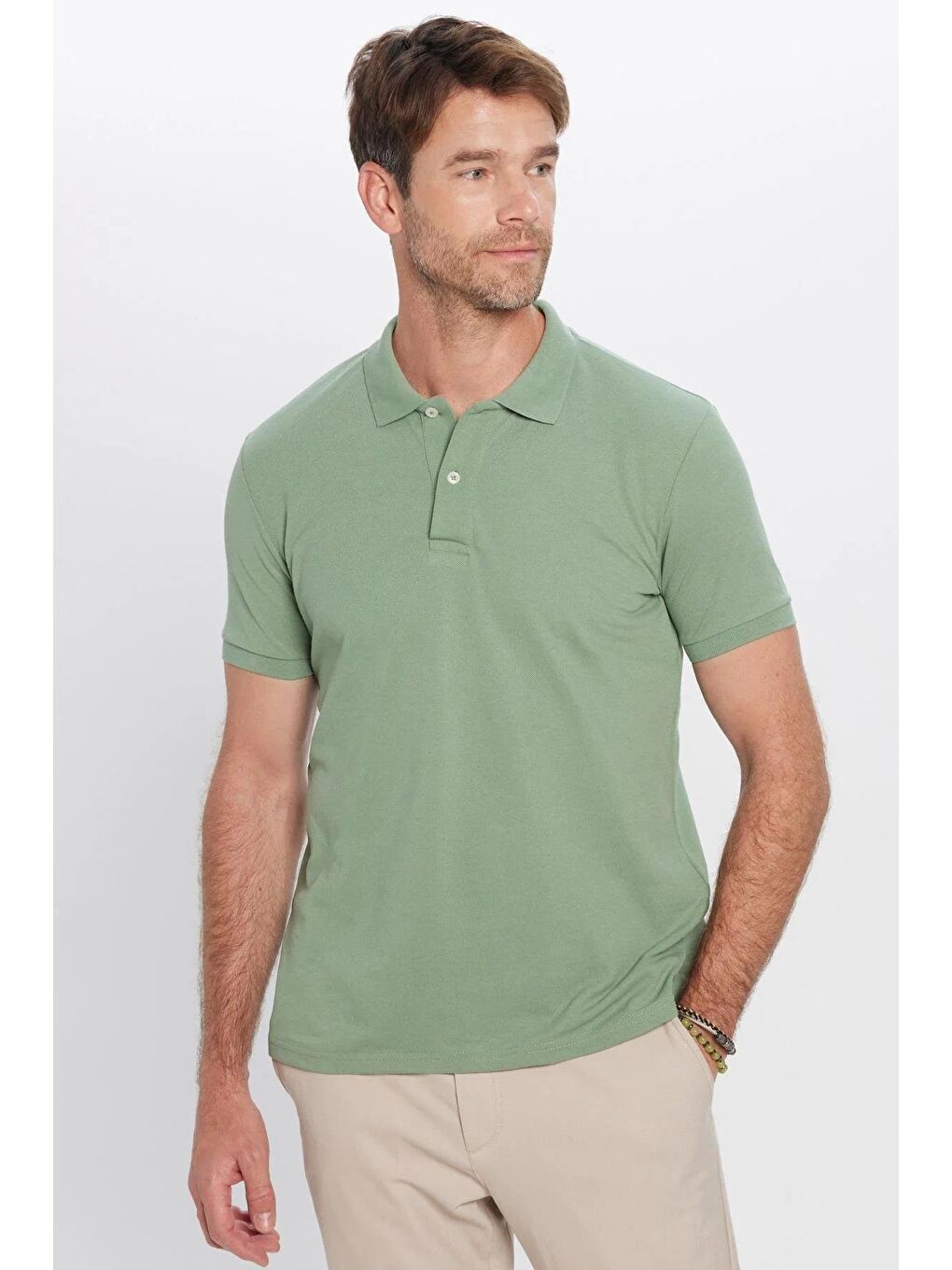 Karışık Erkek 5'Li Paket Saks Mavi-Bordo-Su Yeşili-Mavi-Gri Slim Fit Pamuklu Düz Pike Polo Yaka Tişört-3