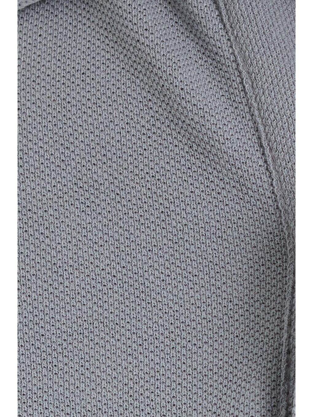 Erkek Regular Fit Klasik Kesim Pamuklu Yumuşak Dokulu Serin Tutan Kumaş Düz Gri Polo Yaka Tişört-5