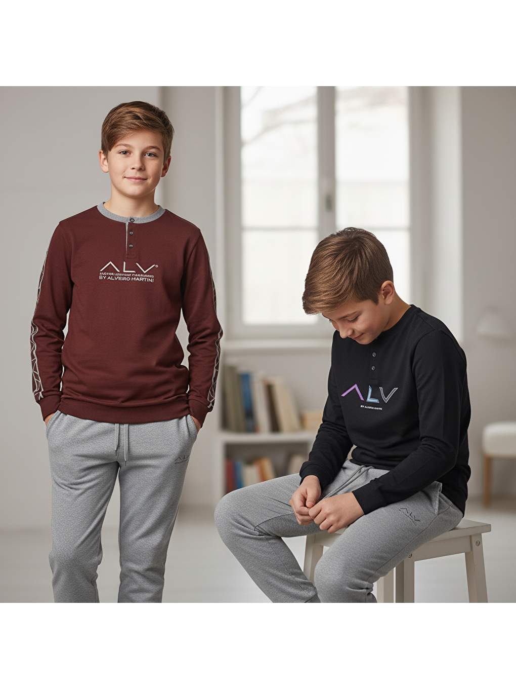 Karışık Genç Erkek Pamuklu 2 Adet 2'Li Pijama Takımı Al009 V2, Al003 V1 Bb2461-1