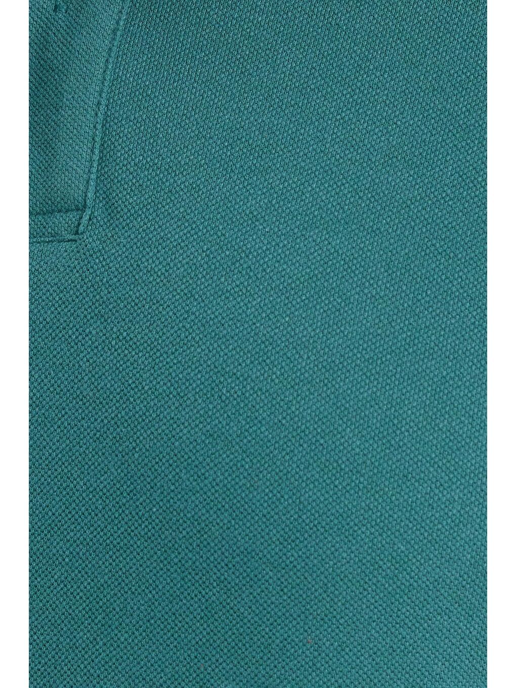 Erkek Slim Fit Dar Kesim Pamuklu Yumuşak Dokulu Serin Tutan Kumaş Düz Pike Yeşil Polo Yaka Tişört-5