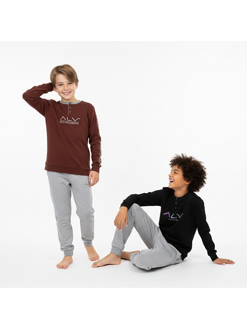 Karışık Genç Erkek Pamuklu 2 Adet 2'Li Pijama Takımı Al009 V2, Al003 V1 Bb2461-2