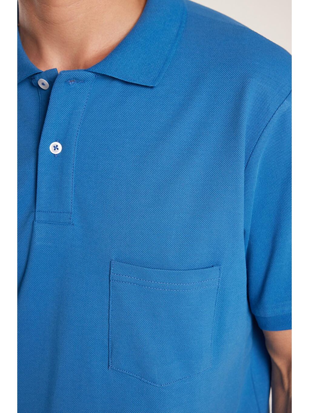 Erkek Regular Fit Klasik Kesim %100 Pamuk Düz Pike İndigo Polo Yaka Tişört-2