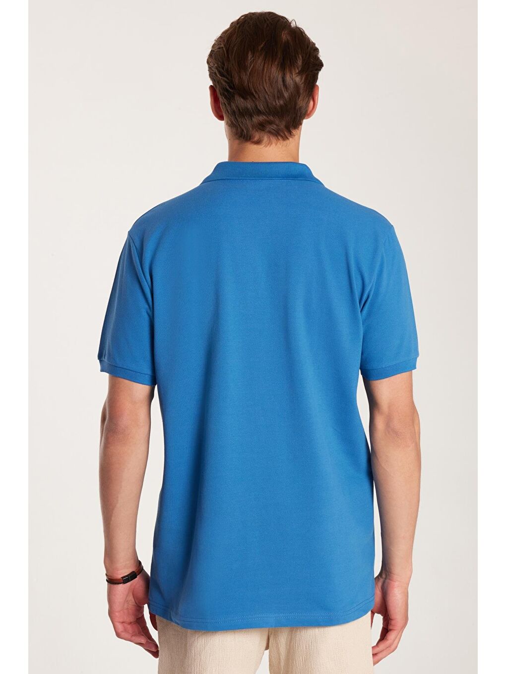 Erkek Regular Fit Klasik Kesim %100 Pamuk Düz Pike İndigo Polo Yaka Tişört-4