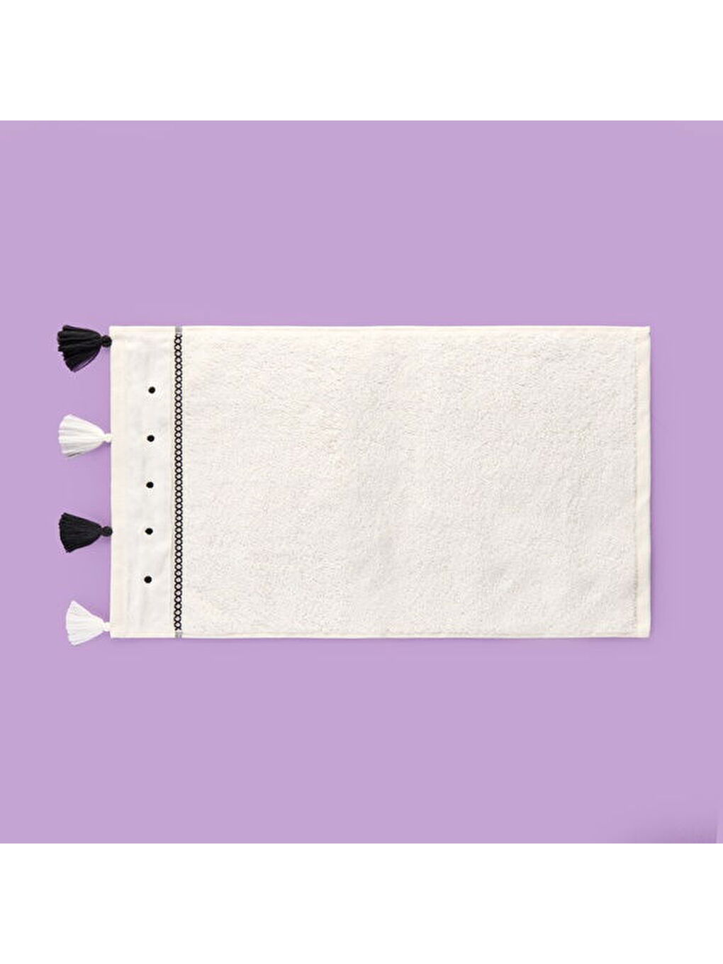 Lila Soft Piene El Havlusu - Ekru / Siyah - 30x50 cm-3