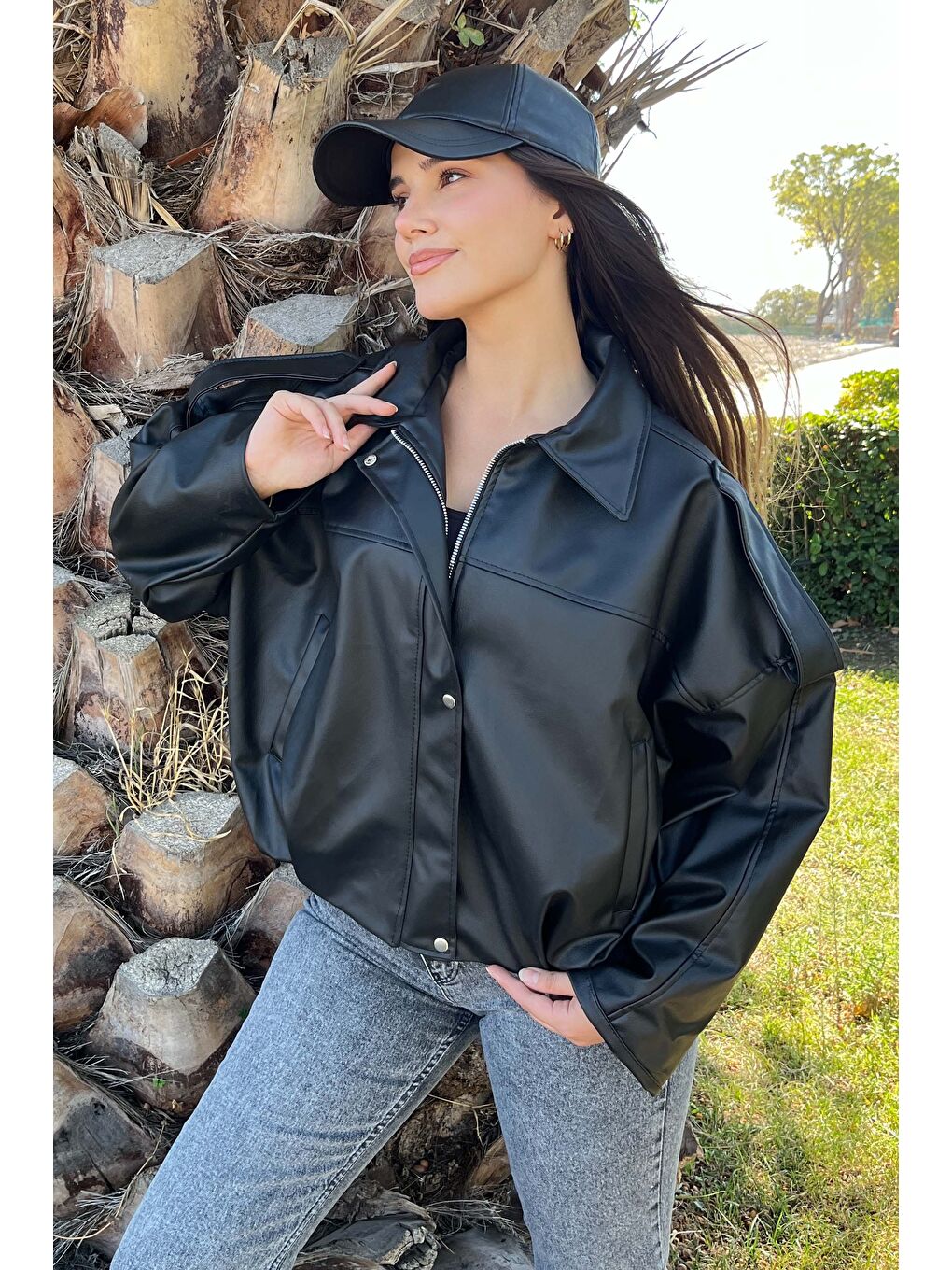 Cepli Salaş Deri Ceket Siyah - 27810-SIYAH