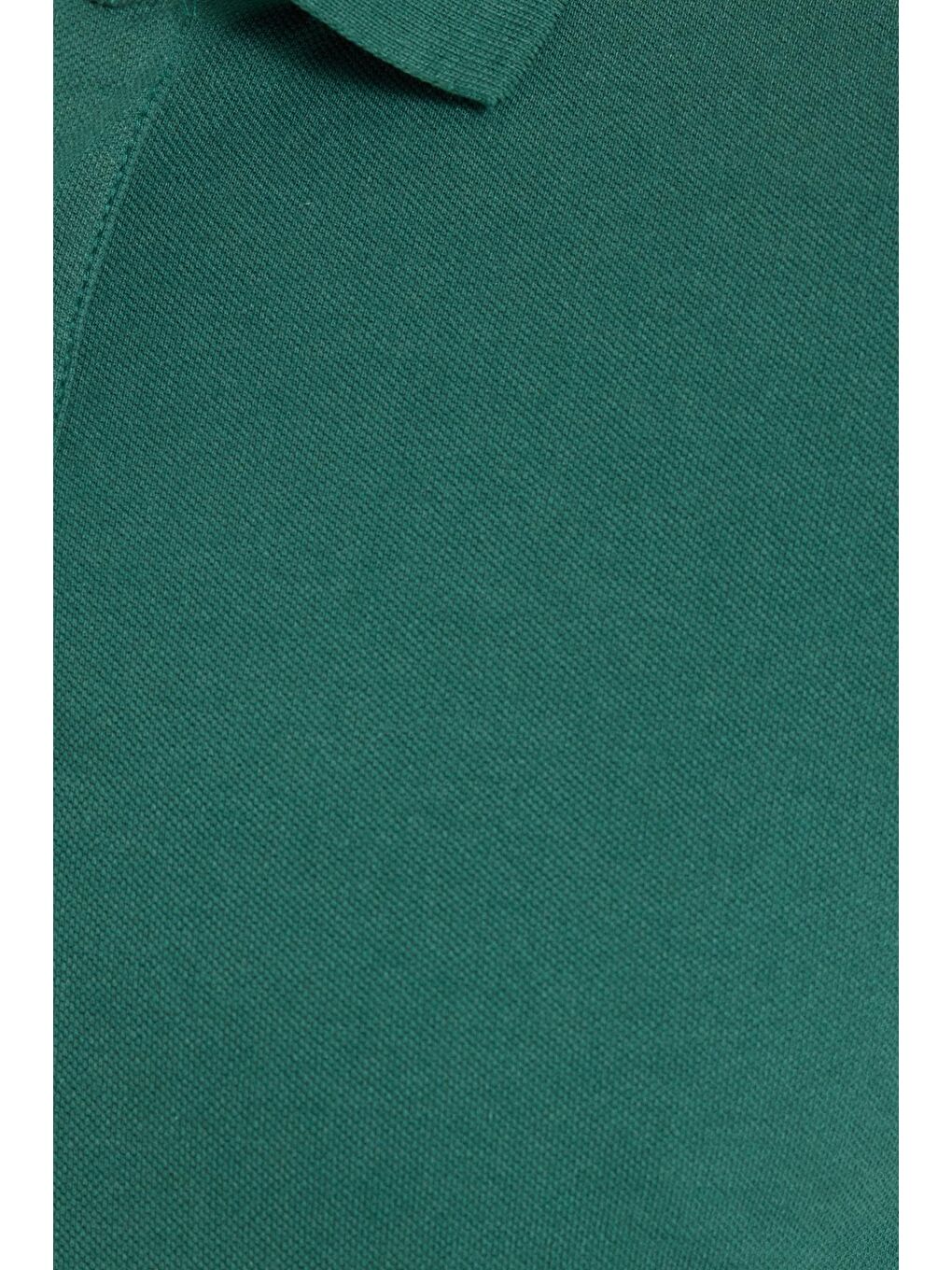 Erkek Slim Fit Dar Kesim Pamuklu Yumuşak Dokulu Serin Tutan Kumaş Düz Pike Yeşil Polo Yaka Tişört-5