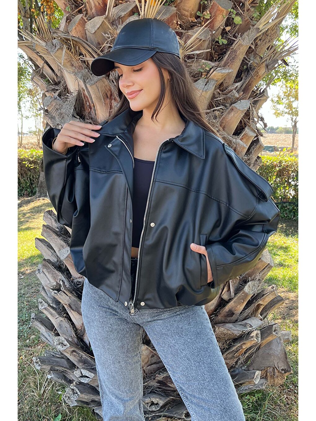 Cepli Salaş Deri Ceket Siyah - 27810-SIYAH-6