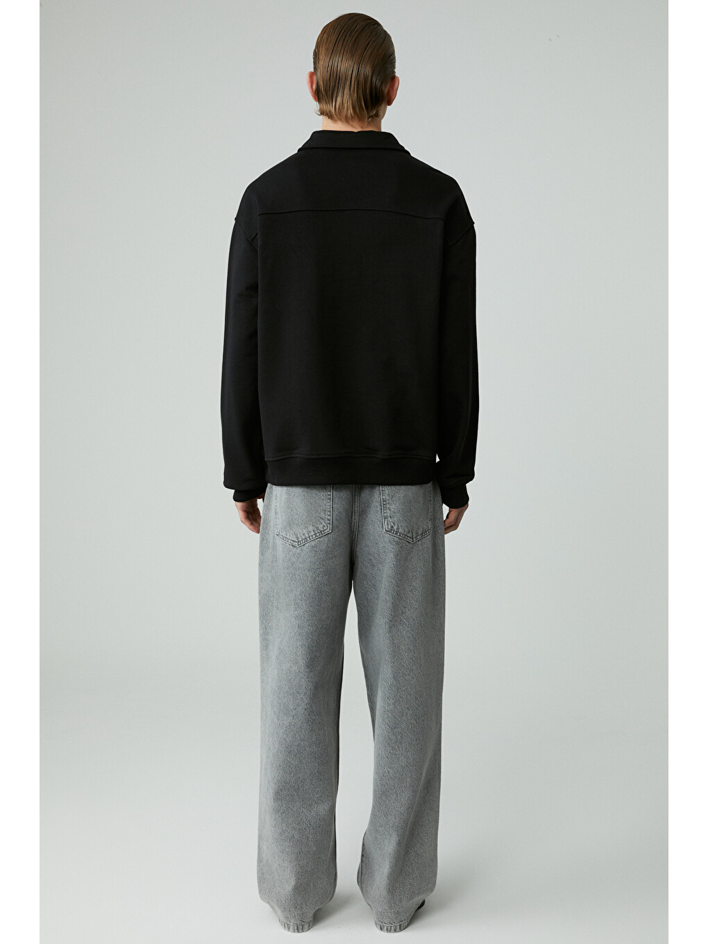 Shıftd Erkek Bisiklet Yaka Uzun Kollu Fermuarlı Siyah Sweatshirt-5