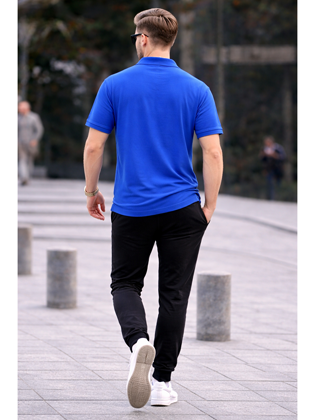 Erkek Basic Relax Turkuaz Polo Yaka Tişört-5