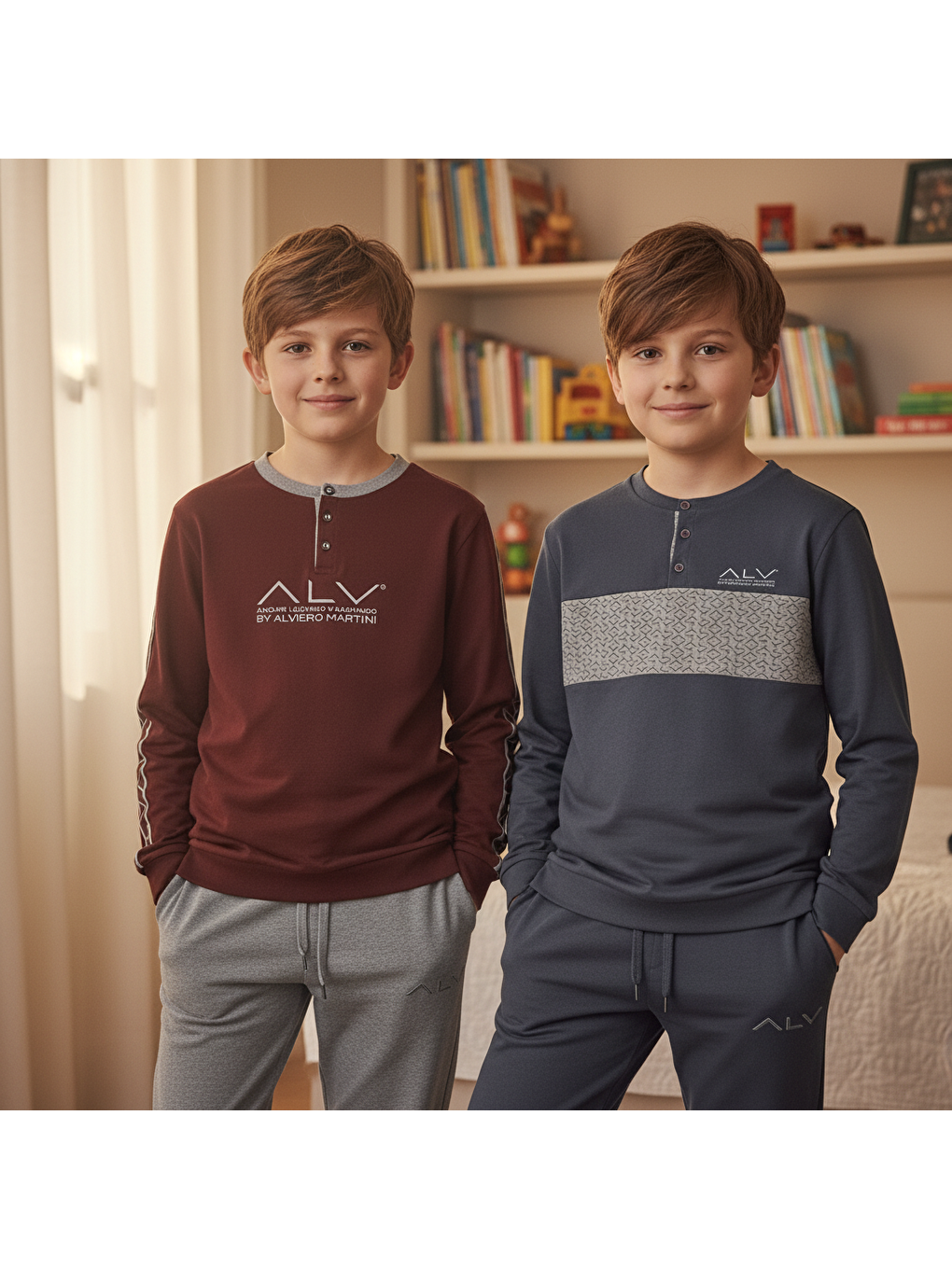 Karışık Genç Erkek Pamuklu 2 Adet 2'Li Pijama Takımı Al002 V2, Al003 V1 Bb2460-1