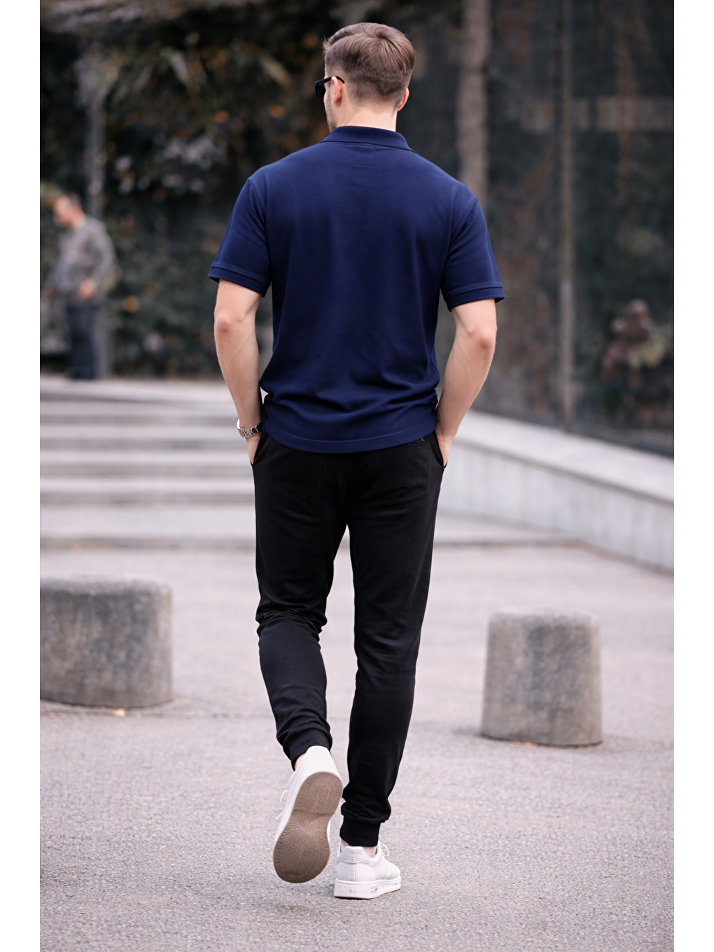 Erkek Basic Relax Lacivert Polo Yaka Tişört-4