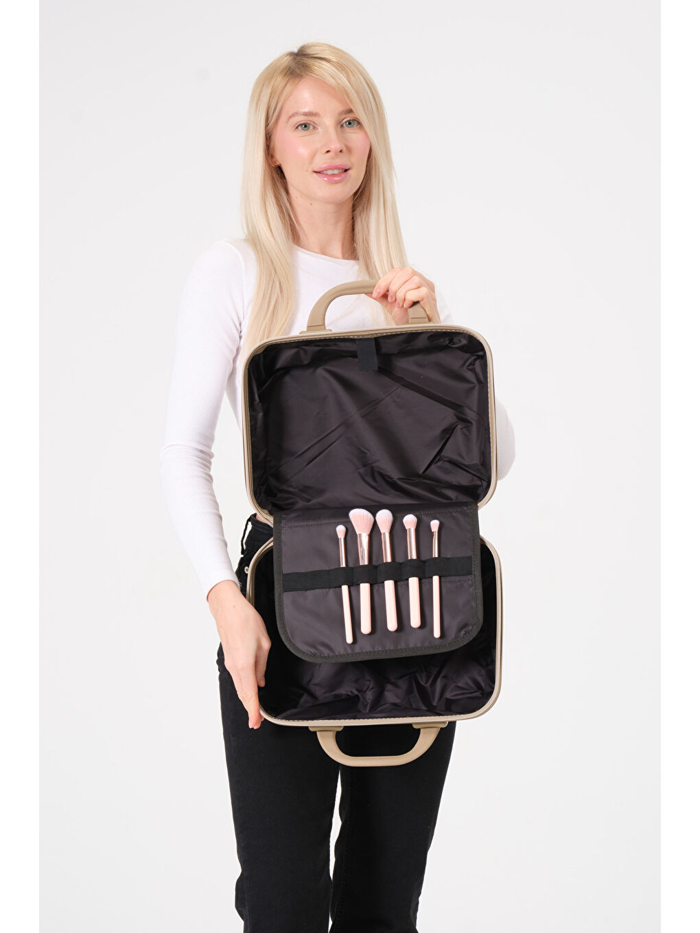 Krem-Gold PP Makyaj Çantası-5