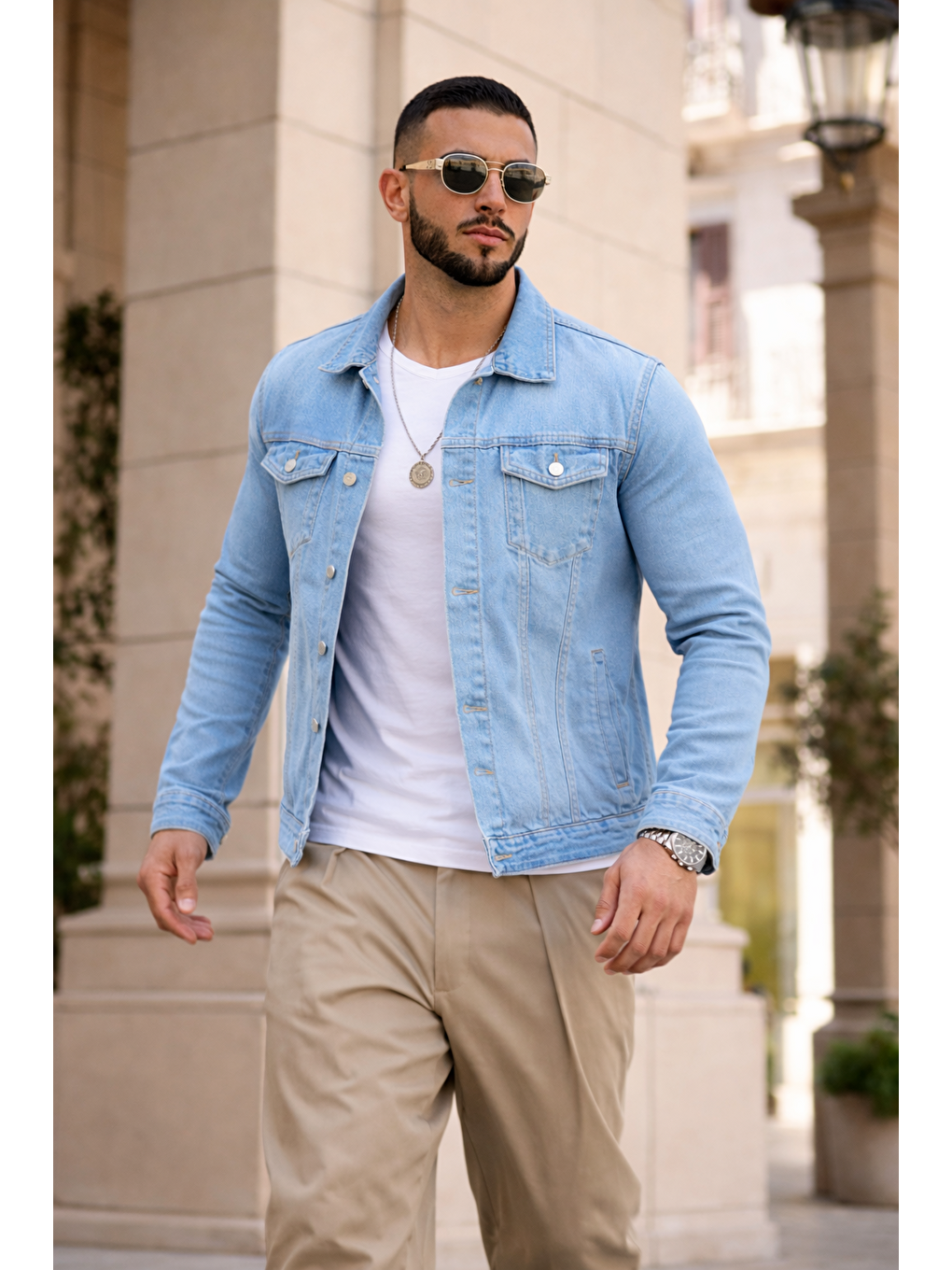 Erkek Trend Günlük Basic Cepli Dar B.Mavi Jean Ceket-2