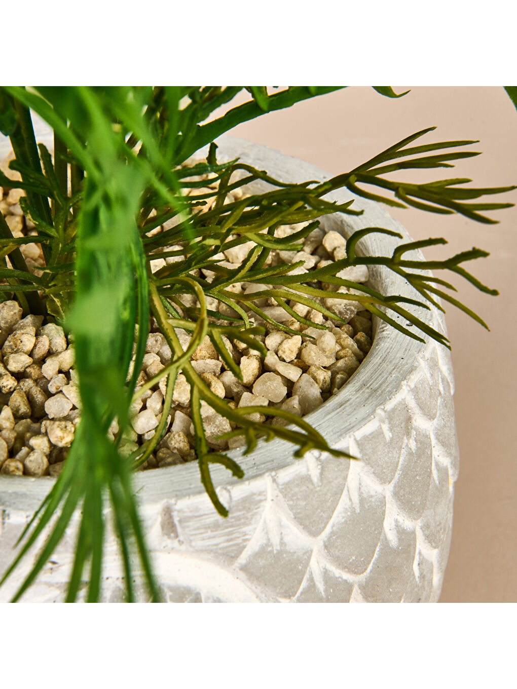 Areka Saksılı Yapay Çiçek - Gri / Yeşil - 35 cm-1