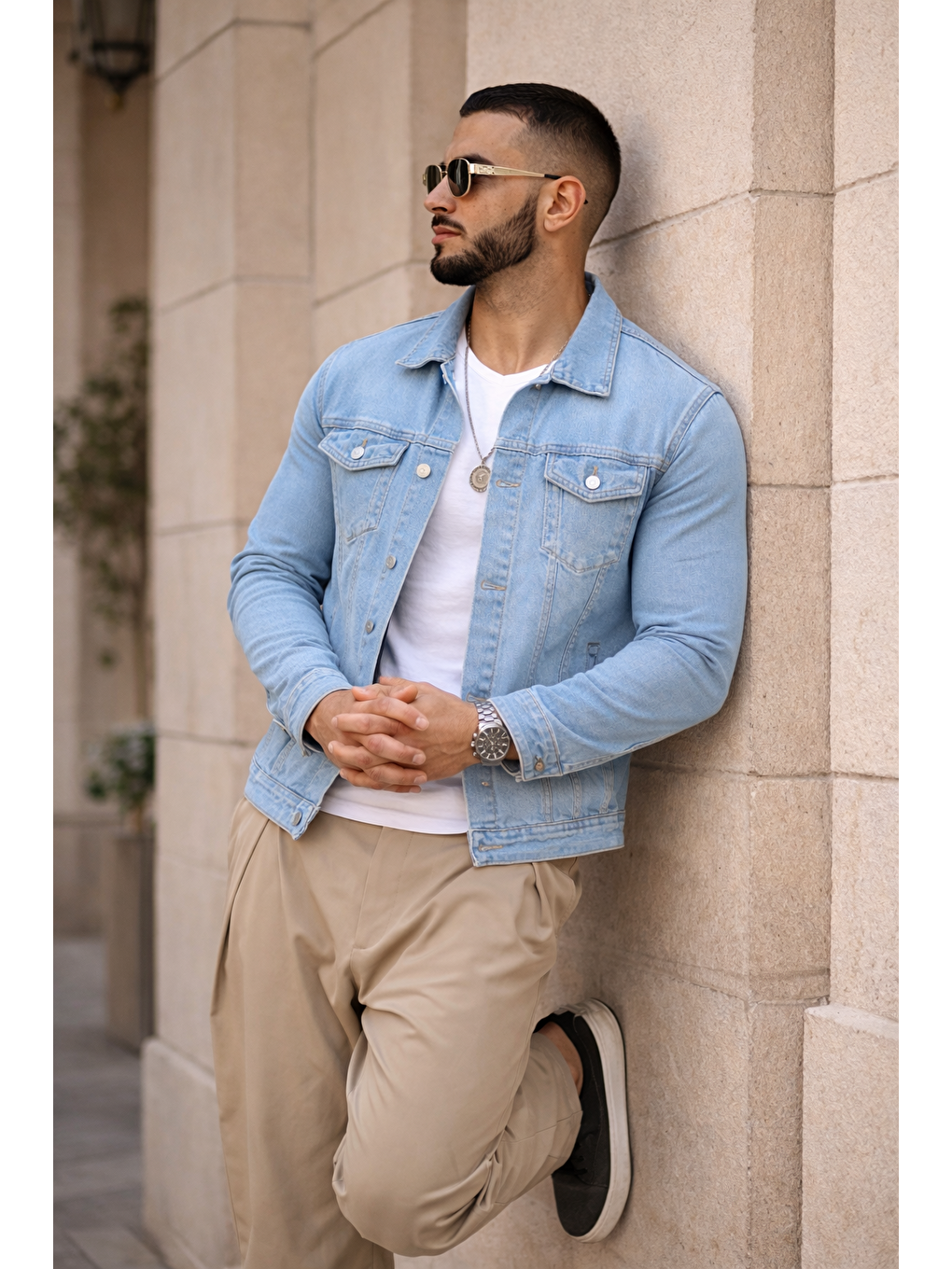 Erkek Trend Günlük Basic Cepli Dar B.Mavi Jean Ceket-5