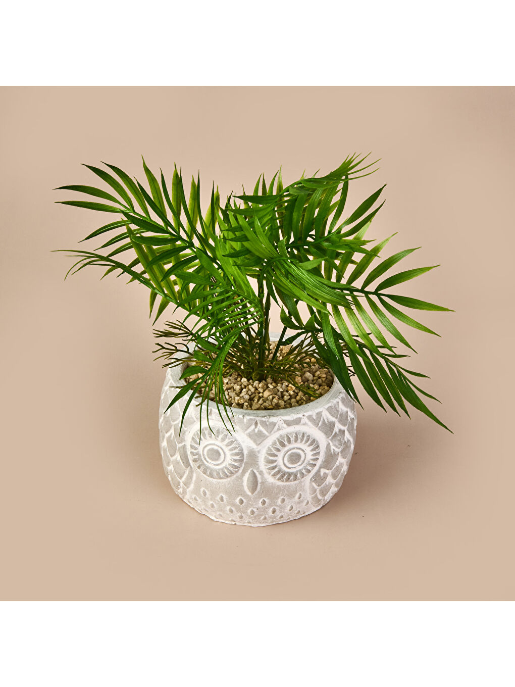 Areka Saksılı Yapay Çiçek - Gri / Yeşil - 35 cm-2