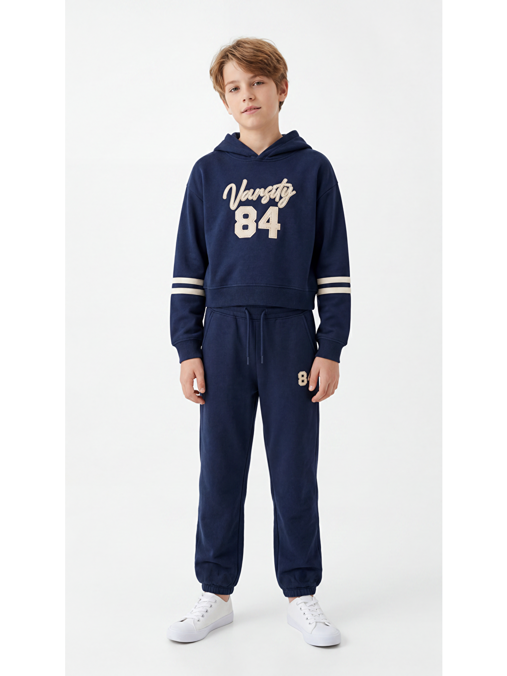 Lacivert Varsity 84 Aplike Nakışlı Alt Üst Erkek Çocuk Eşofman Takımı