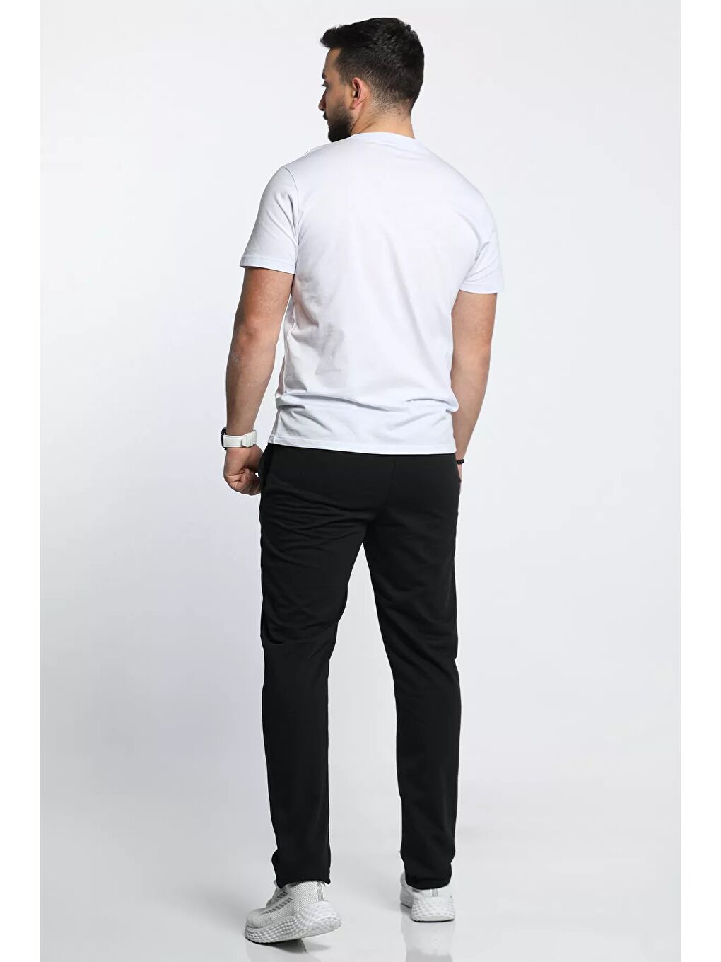 Siyah Erkek Baskılı Alt Büyük Beden Eşofman Altı-3