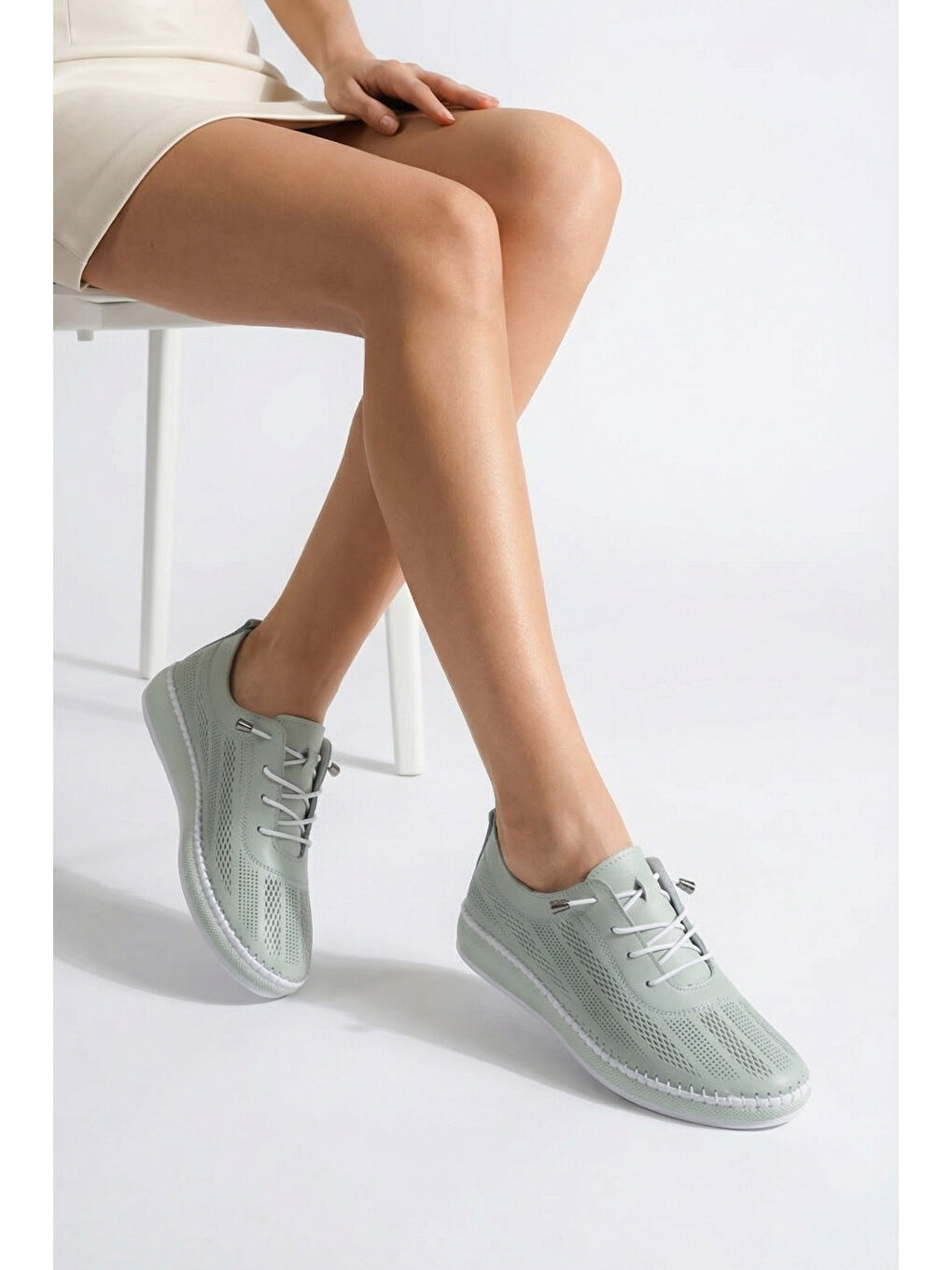 Turkuaz Torrie Hakiki Deri Soft Konfor Tabanlı Kadın Sneaker-7