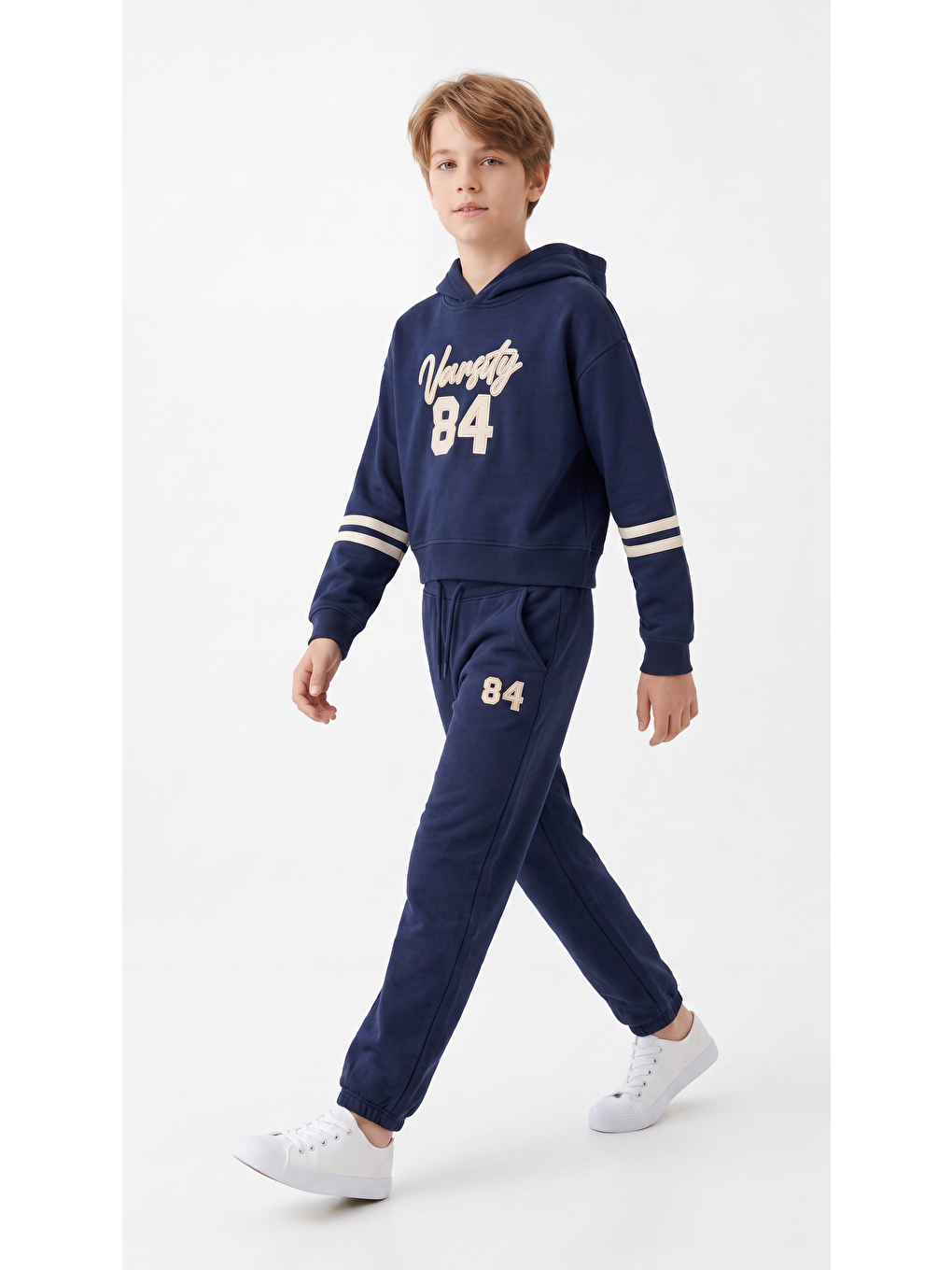 Lacivert Varsity 84 Aplike Nakışlı Alt Üst Erkek Çocuk Eşofman Takımı-2