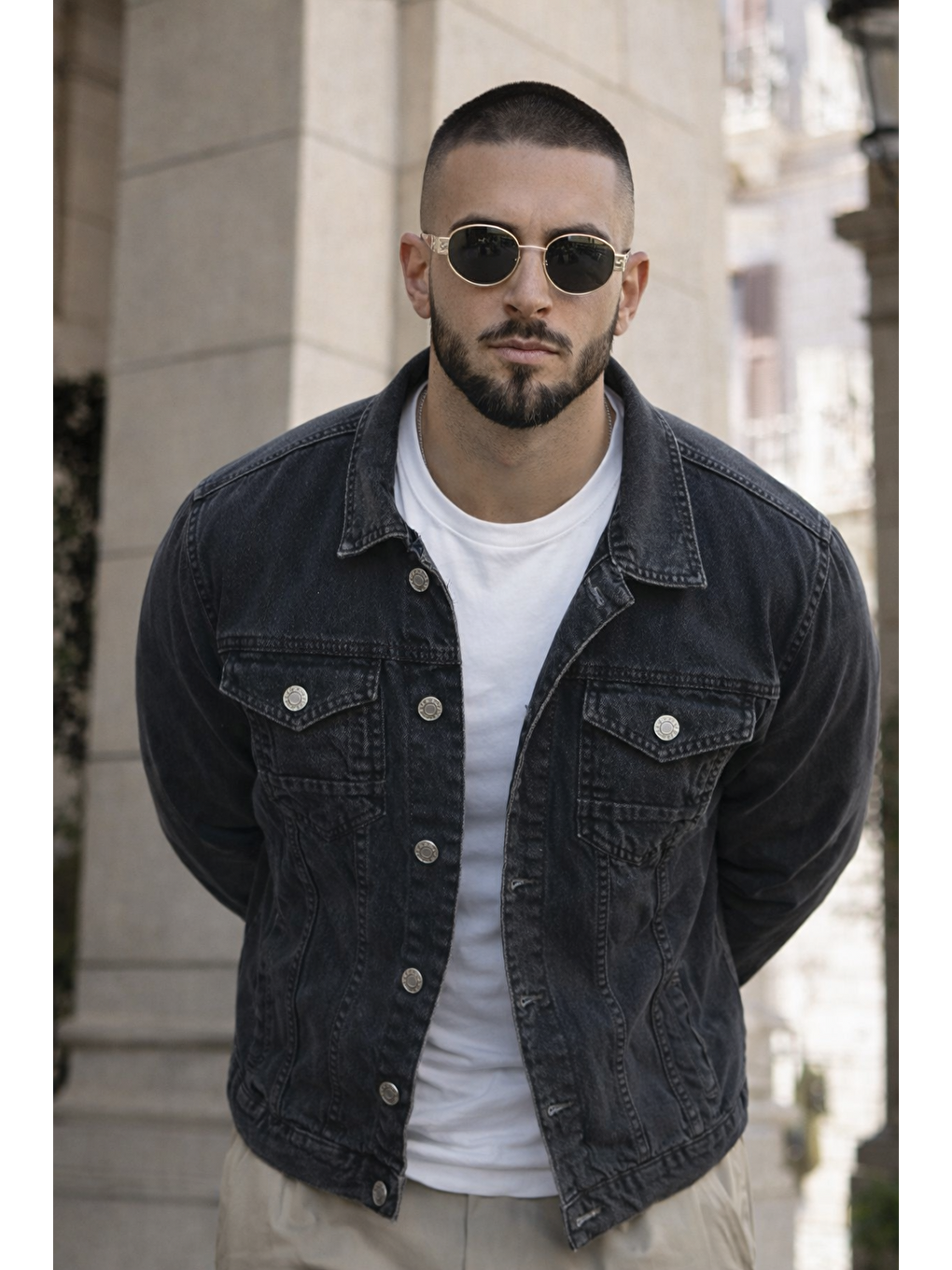 Gri Erkek Trend Günlük Basic Cepli Dar Füme Jean Ceket-1