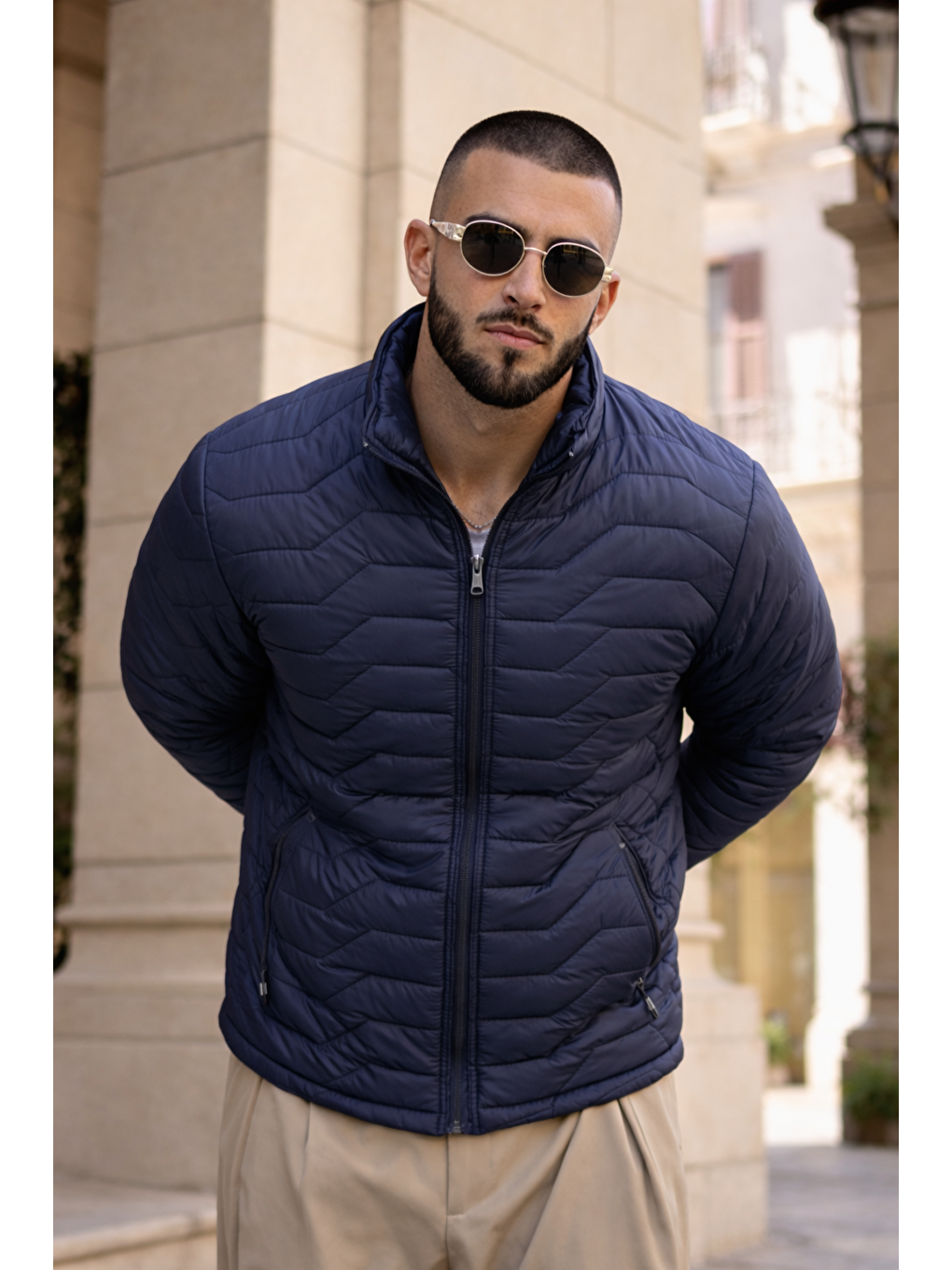 Erkek Kışlık Premium Günlük Kapitone Lacivert Şişme Mont-1