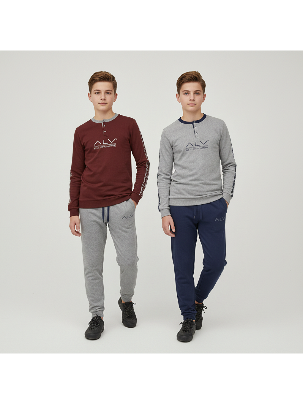 Karışık Genç Erkek Pamuklu 2 Adet 2'Li Pijama Takımı Al003 V2, Al003 V1 Bb2459-2