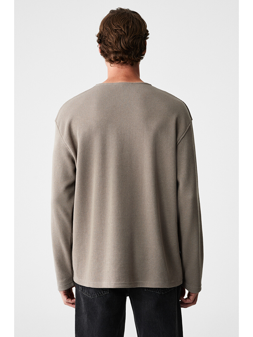 Bej Renew Erkek Organik Pamuklu Bisiklet Yaka Yarım Patlı Düğmeli Regular Vizon Sweatshirt-5
