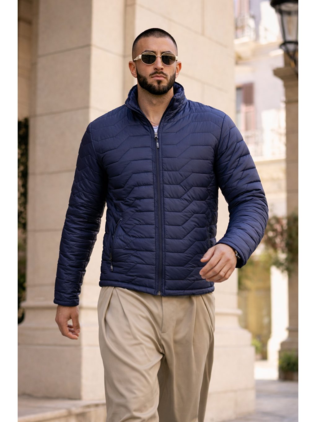 Erkek Kışlık Premium Günlük Kapitone Lacivert Şişme Mont-2