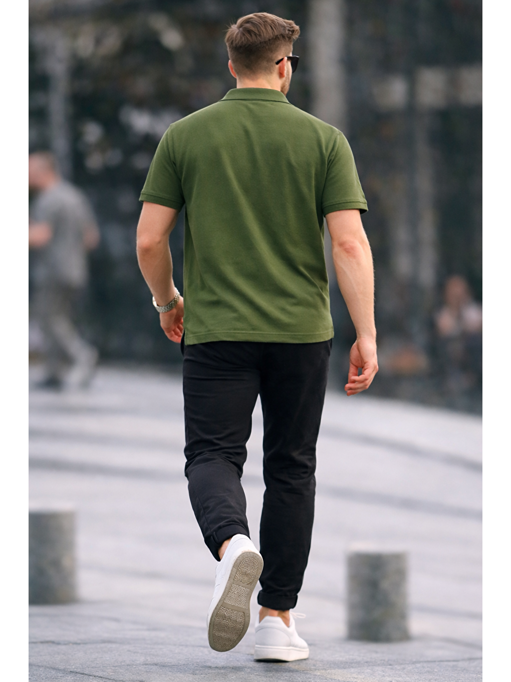 Erkek Basic Relax Haki Polo Yaka Tişört-4