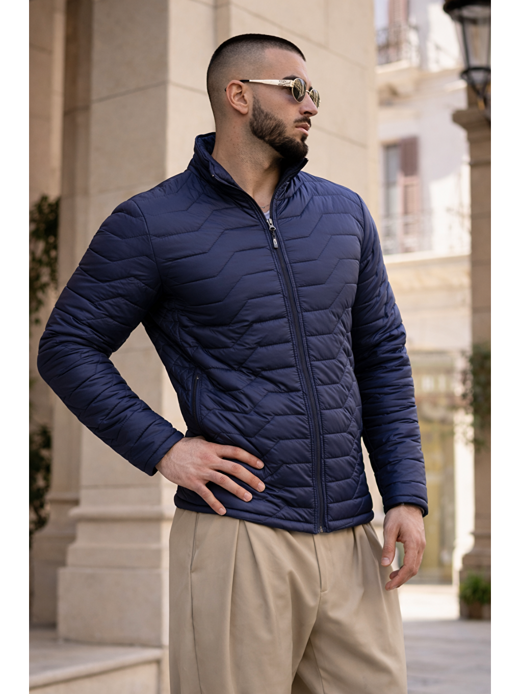 Erkek Kışlık Premium Günlük Kapitone Lacivert Şişme Mont-4