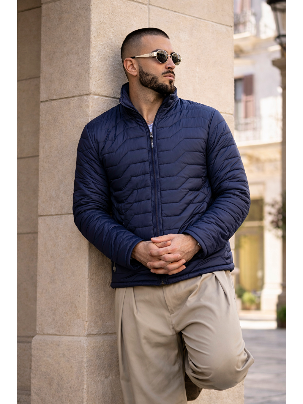 Erkek Kışlık Premium Günlük Kapitone Lacivert Şişme Mont-5