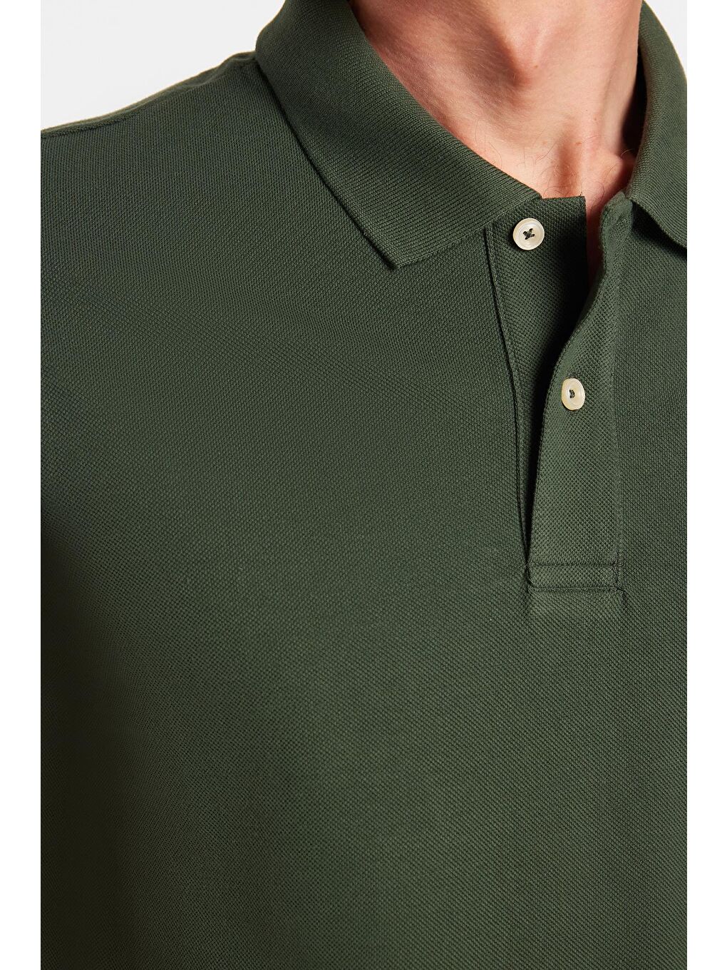 Erkek Slim Fit Dar Kesim %100 Pamuklu Yeşil Polo Yaka Tişört-2