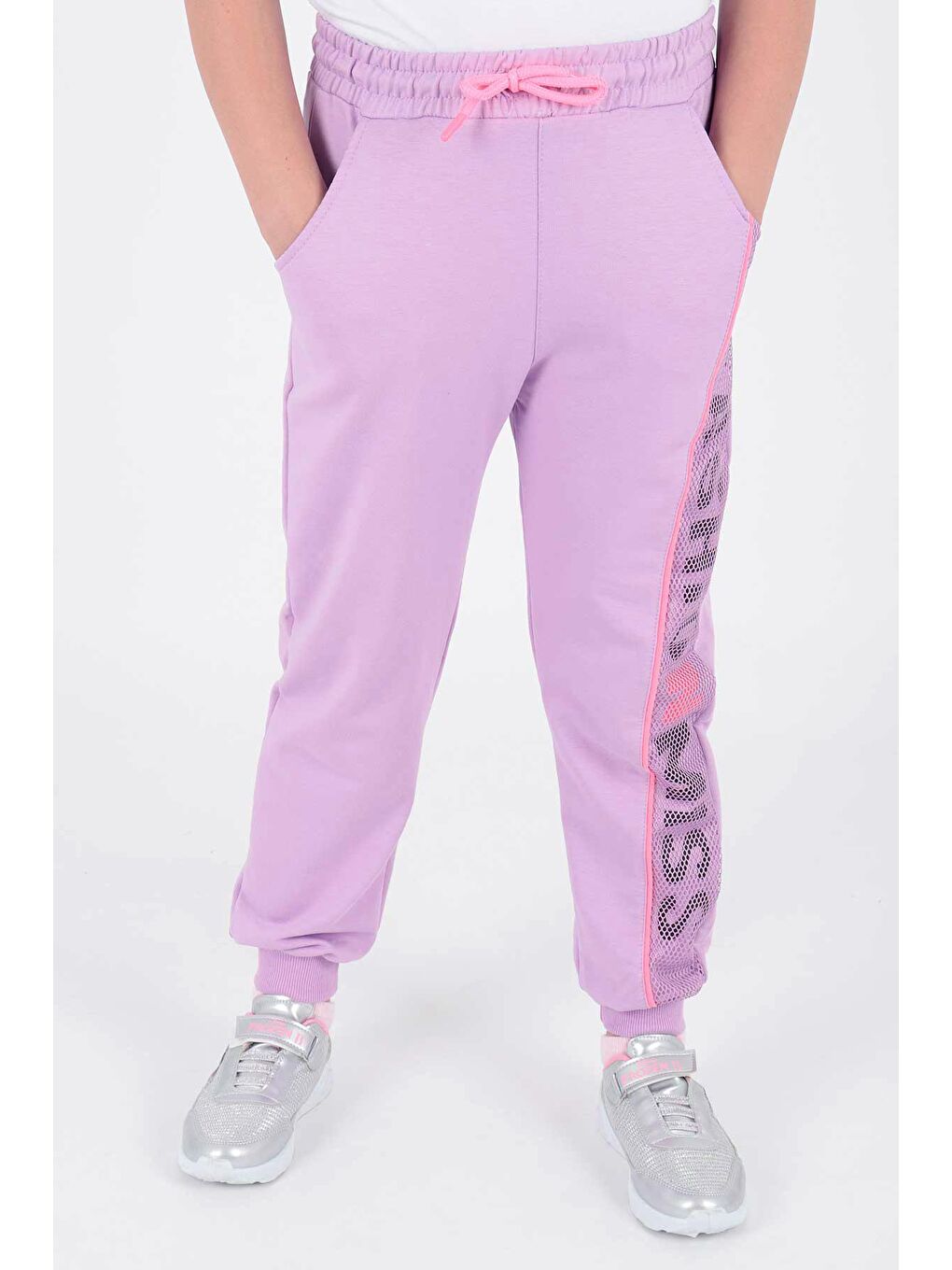 Lila Kids Kız Fashion Baskılı Eşofman Altı Lastikli Dar Paça Pamuklu Eşofman Altı Ak722463-1