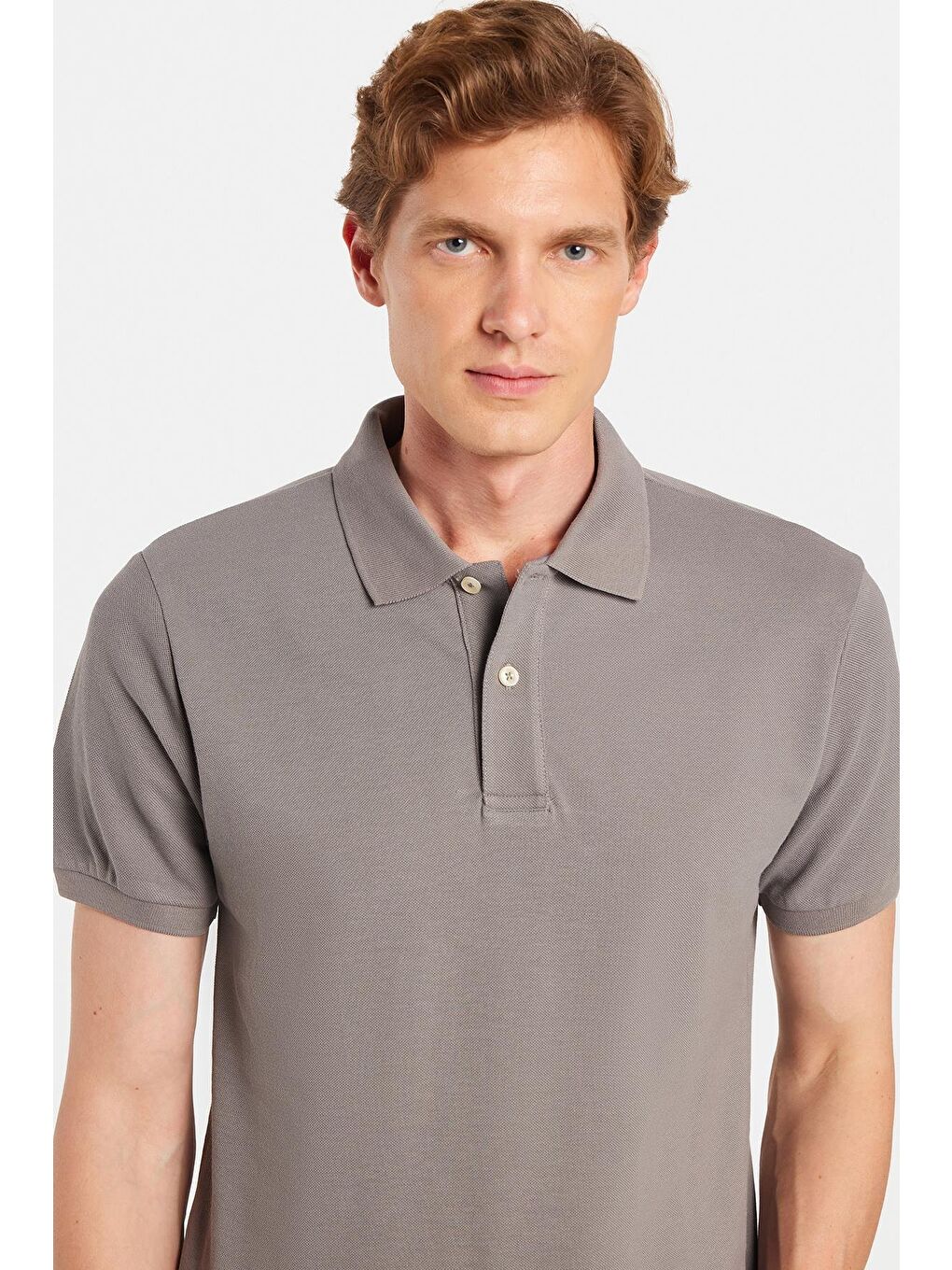 Erkek Slim Fit Dar Kesim %100 Pamuklu Gri Polo Yaka Tişört