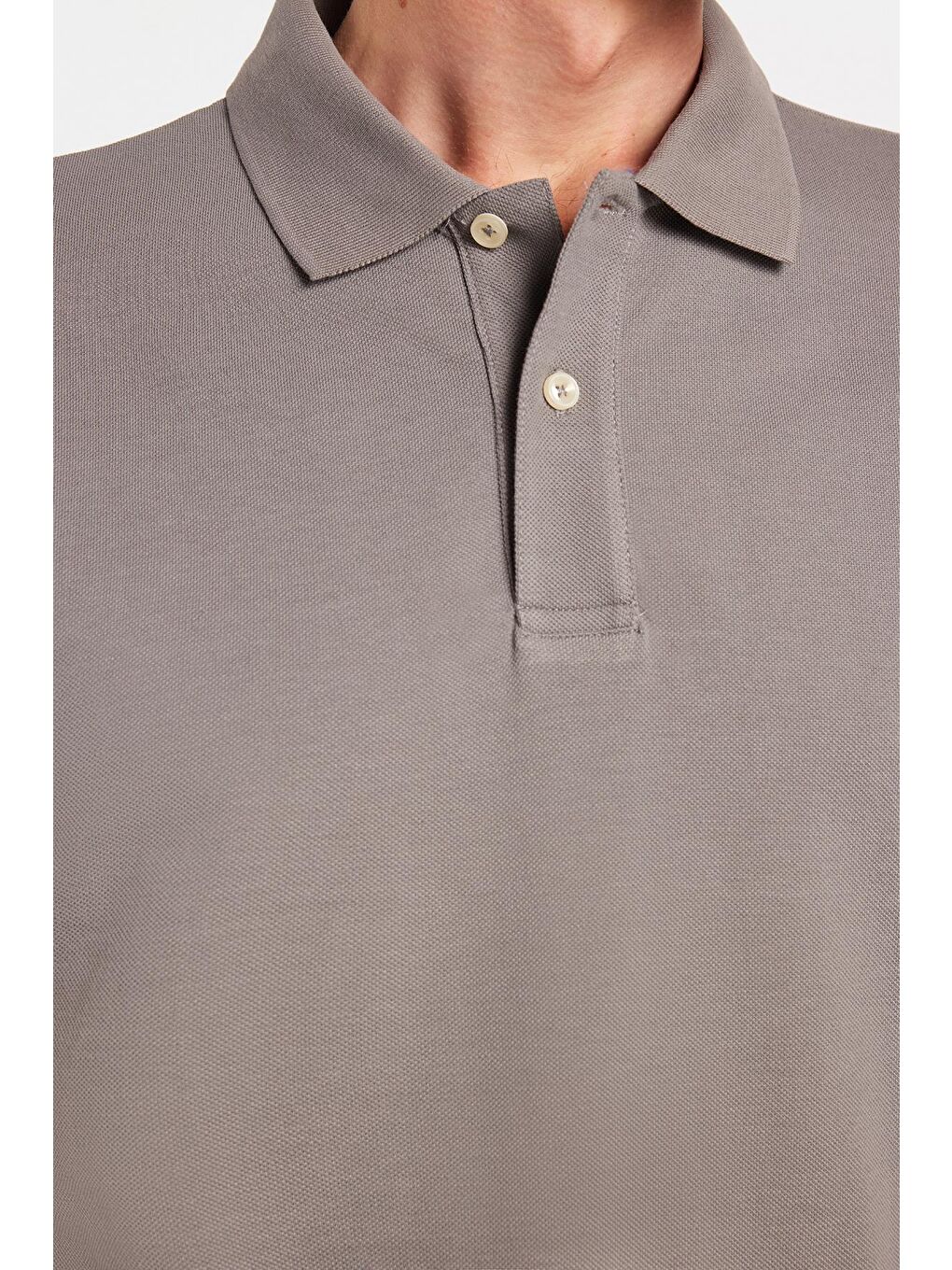 Erkek Slim Fit Dar Kesim %100 Pamuklu Gri Polo Yaka Tişört-2