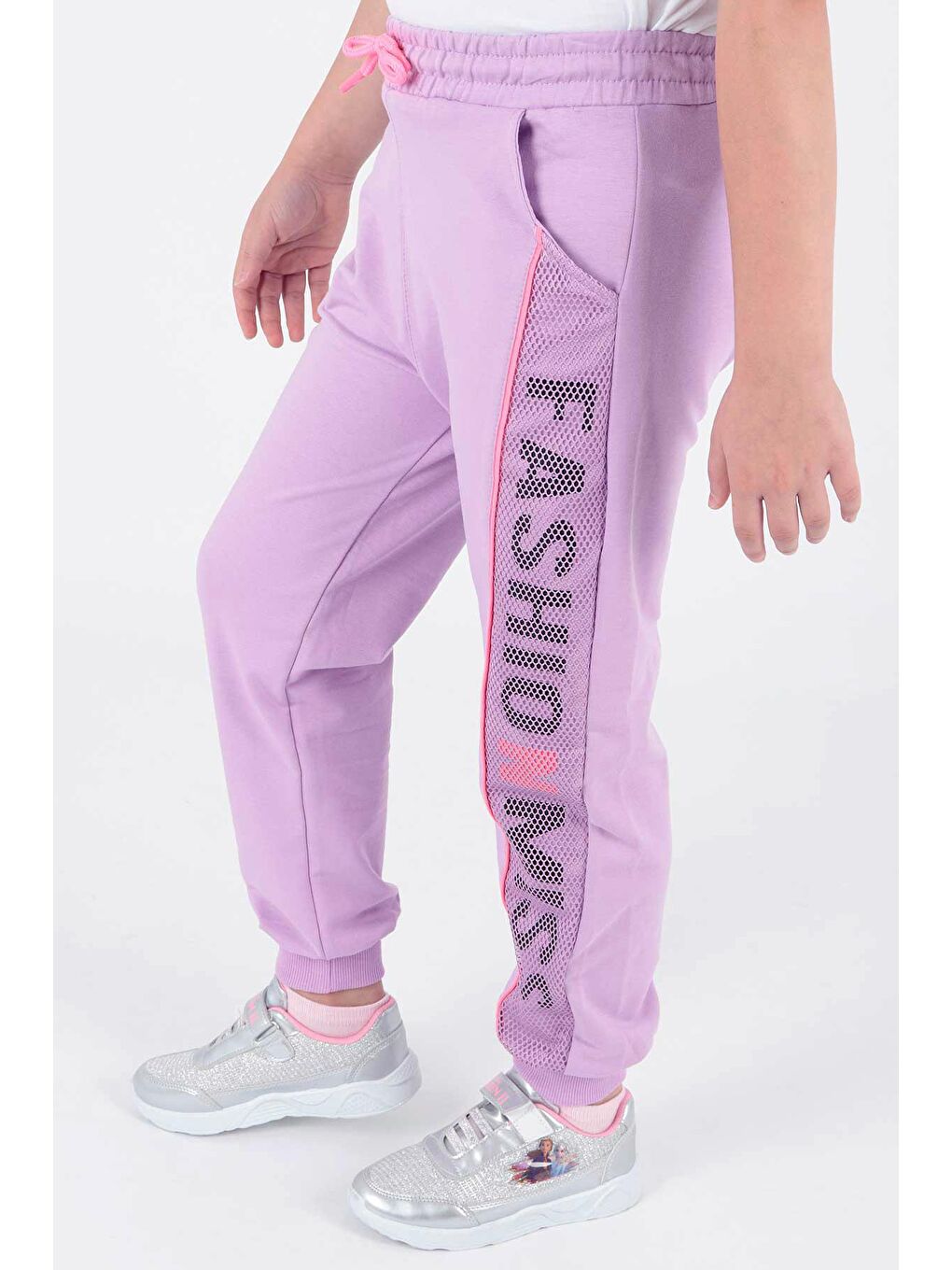 Lila Kids Kız Fashion Baskılı Eşofman Altı Lastikli Dar Paça Pamuklu Eşofman Altı Ak722463-2