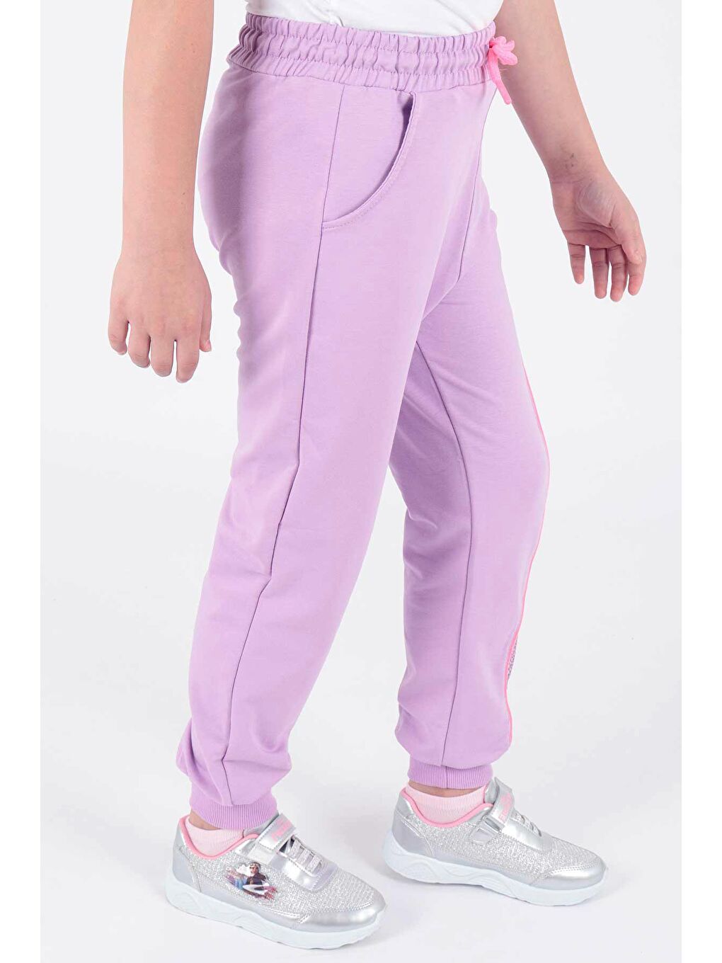 Lila Kids Kız Fashion Baskılı Eşofman Altı Lastikli Dar Paça Pamuklu Eşofman Altı Ak722463-3