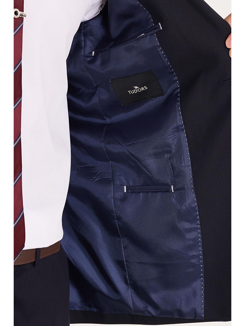 Erkek Slim Fit Mono Yaka Elastanlı Esnek Kumaş Lacivert Takım Elbise-2